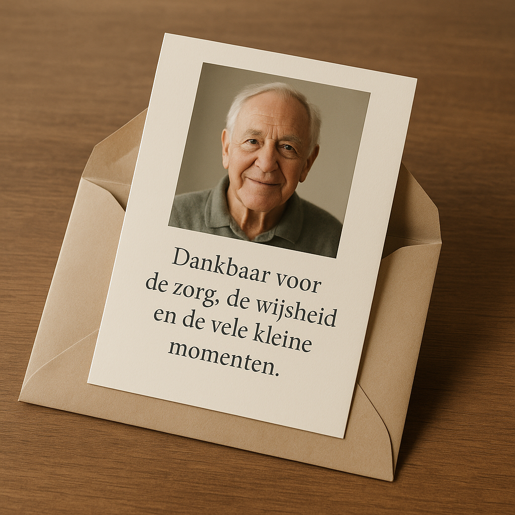 rouwkaart met tekst voor overledene